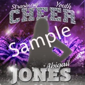 Custom 18"x18" Strasburg Youth Cheer Sign with Heavy-Duty Stake